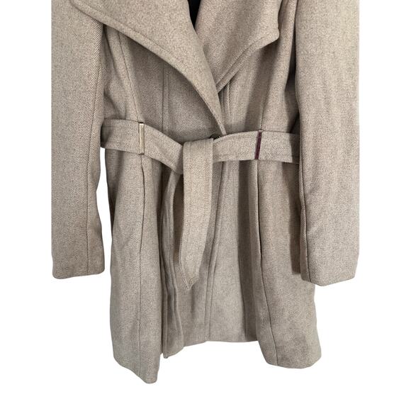 Calvin Klein Medium Winter Pea Coat Jacket Neutral Tan Taupe Work Lux Designer - Picture 3 of 12